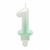 Candle topper Number 1 (7cm) White/ Green Ombre