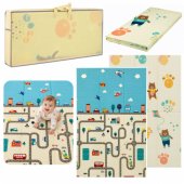 Foldable Double-Sided Foam Crawling Mat – Road & Teddy Bears – 120x180