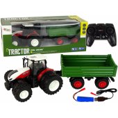 RC traktorius su priekaba 1:24, raudonas, žalias