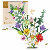 Construction Blocks Decorative Bouquet of Colorful Flowers 836 pcs.