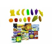 Pirkinių vežimėlis + 25 žaisliniai maisto produktai