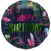 Folinis balionas „Birthday Neon Tropical“ 45 cm
