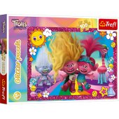 _6833024 TREFL TROLLS blizganti dėlionė Trolls 3, 100 vnt.