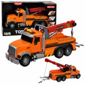 Truck with Crane Roadside Assistance Hook Lights Sounds Orange 1:18