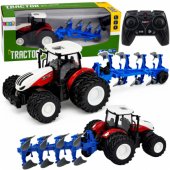 RC Remote Controlled Agricultural Tractor with Double Furrow Plow Red