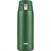 Emsa TRAVEL MUG light thermo mug (dark green, 0.4 liters, flip lid)