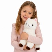 Pliušinis alpakos ir lamos minkštas žaislas, švelnaus kailio, baltas, 38 cm