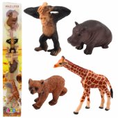 Laukinių gyvūnų mini figūrėlių rinkinys: šimpanzė, žirafa, 6–9 cm, 4 vnt.