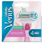 Venus Smooth Sensitive skutimosi peiliukų kasetės, rožinės, 4 vnt.