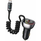 US-CC192 60W + USB Type-C Spring Cable 30W Black