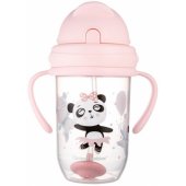 Neišsiliejantis puodelis su pasunkintu šiaudeliu EXOTIC ANIMALS 6m+ 270ml 56/ 606 rožinis
