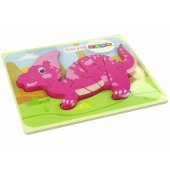 LeanToys medinė dėlionė Dinosaur Corythosaurus, rožinė