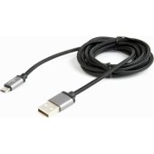 !Medvilne pintas Micro USB kabelis/ 1,8 m/ juodas