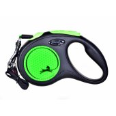 Flexi automatinis pavadėlis New Neon S, juostinis, 5 m, žalias