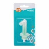 Candle topper Number 1 (7cm) White/ Green Ombre