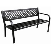 Parko ir terasos metalinis suoliukas, 2 vietų, juodas, 120 cm