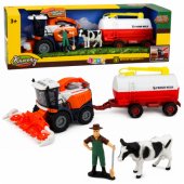 Combine Harvester with Milk Tanker Figures Cow Farmer Lights Sounds 4