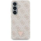 PU Leather 4G Strass Triangle Logo Gold Frame Case Galaxy S26 Pink