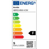 E14, G45, 4,5 W, 470 lm, 4000 K neutrali balta