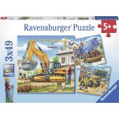Ravensburger dėlionė 3x49 – didelės statybinės mašinos