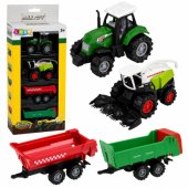 Set of Agricultural Vehicles Tractor Forage Harvester Trailers Transpo