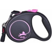 Flexi automatinis pavadėlis Black Design S, juosta 5 m, rožinė