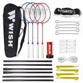 Wish Alumtec badmintono rakečių rinkinys: 4 raketės + 3 skraidukai + tinklas + linijos