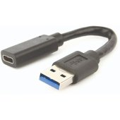 USB 3.1 AM į Type-C lizdo adapterio kabelis, 10 cm, juodas