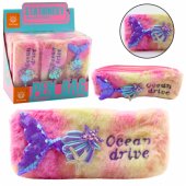 Plush Pencil Case With Mermaid Tail Sequins Pink Purple
