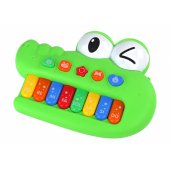 Mokomasis muzikinis pianinas vargonai, žalias krokodilas, šviesos garsai