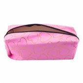School Office Pencil Case Single Compartment Golden Hearts Pink 20x8 c
