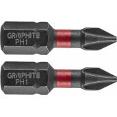 Graphite atsuktuvo antgalis (smūginiai antgaliai PH1 x 25 mm, 2 vnt.).