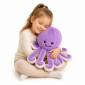 Pliušinis aštuonkojis, minkštas žaislas su elastingais čiuptuvais, violetinis, 50 cm