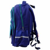 Vaikiška mokyklinė kuprinė su krūtinės dirželiu, tamsiai mėlyna/ žalia, 20 l, 38 cm