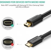 HD127 Micro HDMI to HDMI 4K 3D 3m Black