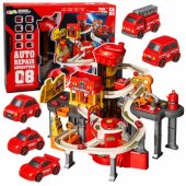 Interactive Track Car Parking Workshop Car Wash 8 Cars Fire Department