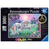 Color Star Line Puzzle 100 Unicorns in the Moonlight