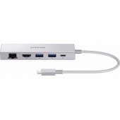 EE-P5400USE daugiafunkcinis adapteris USB + HDMI + USB-C sidabrinis