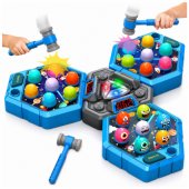 Whack-A-Mole Creatures arkadinis žaidimas 3 žaidėjams, 3 režimai, šviečiantys plaktukai