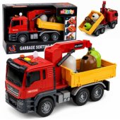 Truck Crane Garbage Sorting Containers Lights Sound Red