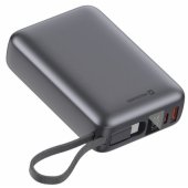 20 000 mAh 45 W su įmontuotu USB-C kabeliu, juodas