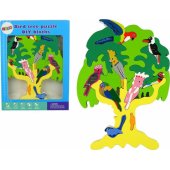 LeanToys Wooden Tree Birds Parrots DIY Wooden Puzzle Blocks