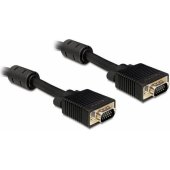 Delock VGA HD15M/ HD15M dvigubai ekranuotas su/ 2*ferito šerdimis 5m kabelis