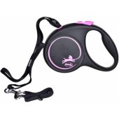 Flexi automatinis pavadėlis Black Design S, virvinis, 5 m, rožinis