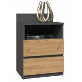 Topeshop SZAFKA NOCNA MALWA M1 - ANTRACYT / DĄB ARTISAN
