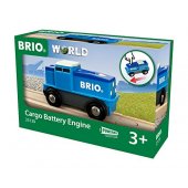 BRIO mėlynas baterijomis maitinamas krovininis lokomotyvas - 33130