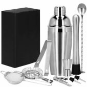 Bartender set shaker stand Springos KI0010 11 pcs silver