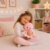 Pliušinis aštuonkojis, minkštas žaislas su elastingais čiuptuvais, rožinis, 50 cm