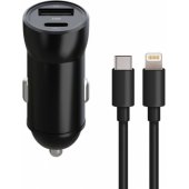 MXCC-04 PD QC 1x USB-C 1x USB 20W Black + USB-C to Lightning 27W