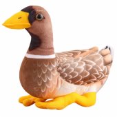 Pliušinis talismanas-minkštas žaislas, antis, rudas, geltonas, 28cm